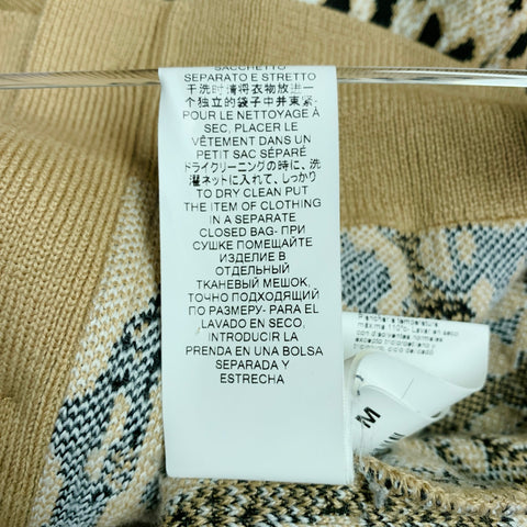 MSGM Size M Khaki Black White Viscose Blend Distressed Oversized Mixed Patterns Cardigan