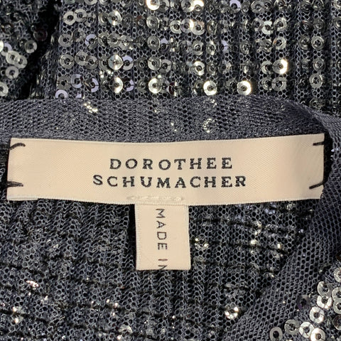 DOROTHEE SCHUMACHER Size M Grey Silver Polyester Sequined Long Sleeve Dress