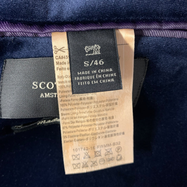 SCOTCH AND SODA Chest Size 38 Navy Velvet Polyester Peak Lapel Suit