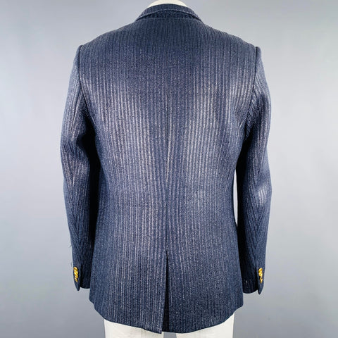 MR. TURK Size 44 Long Navy Charcoal Woven Cotton Blend Sport Coat