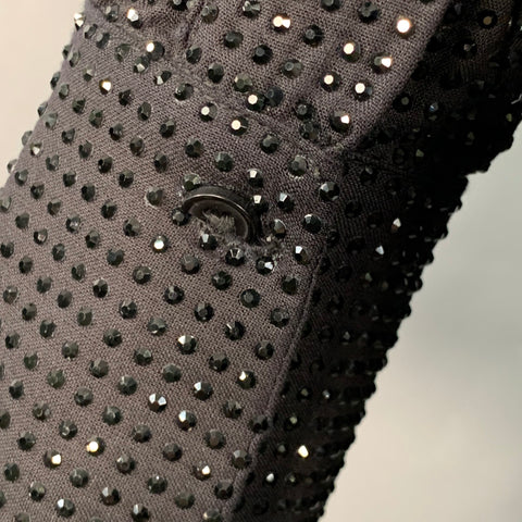 Chemise boutonnée noire en viscose ornée de perles à col étalé RETROFETE Taille S