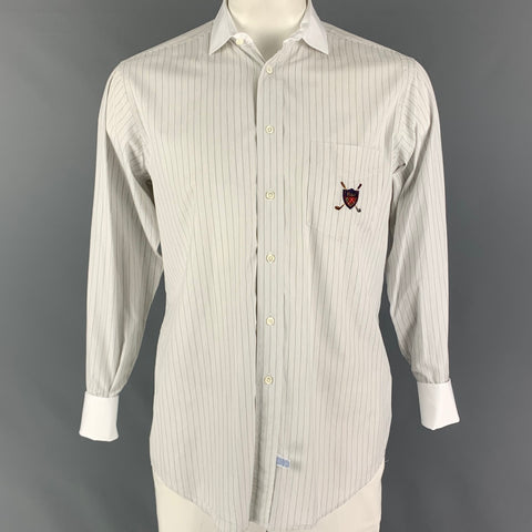 POLO by RALPH LAUREN Size M White Black Stripe Cotton Long Sleeve Shirt