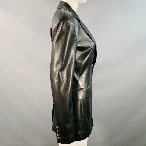 NANUSHKA Size S Black Faux Leather Single Breasted Blazer Coat