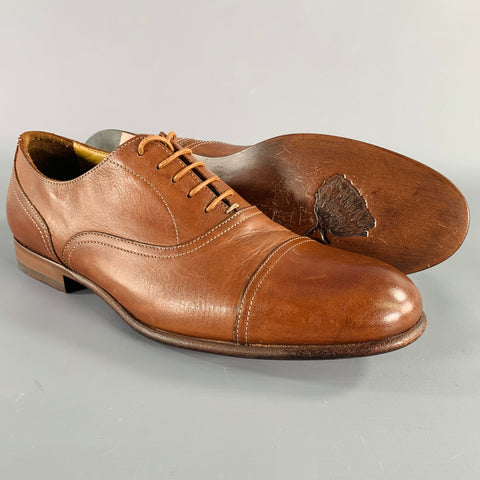 PAUL SMITH Size 7 Brown Leather Cap Toe Oxford Lace-Up Shoes