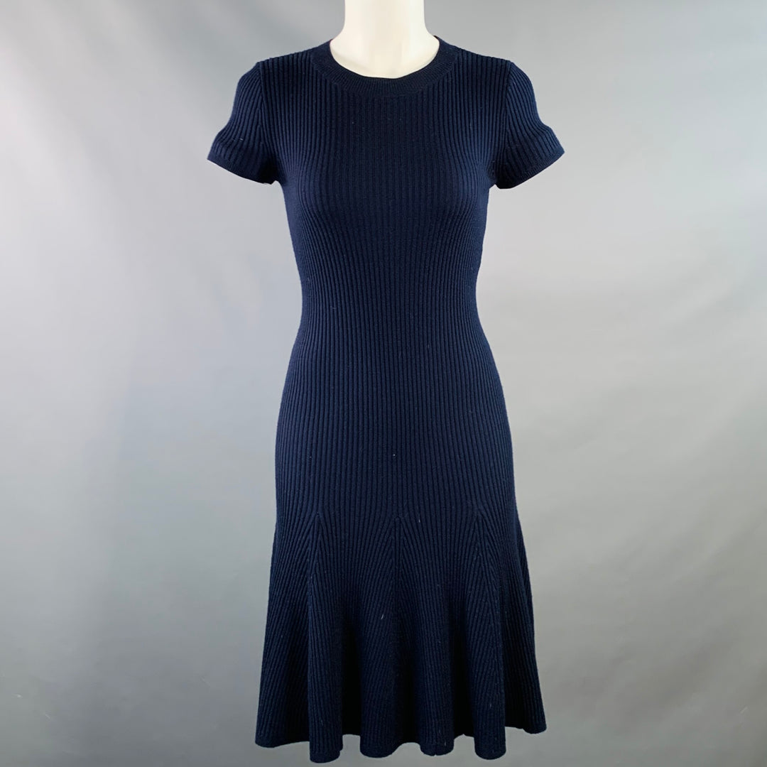 strapless open back dress POLO by RALPH LAUREN Size S Navy Merino Wool Ribbed Short Sleeve Dress –  Sui Generis Designer Consignment