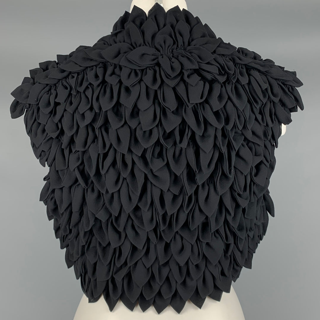 CATHERINE MALANDRINO Size S Black Silk Leaves Cropped Vest