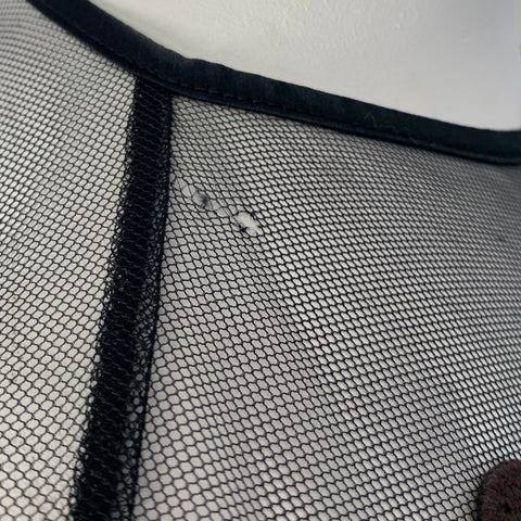 MAX MARA Size L Black Brown Polyamide Polka Dot Mesh Dress Top
