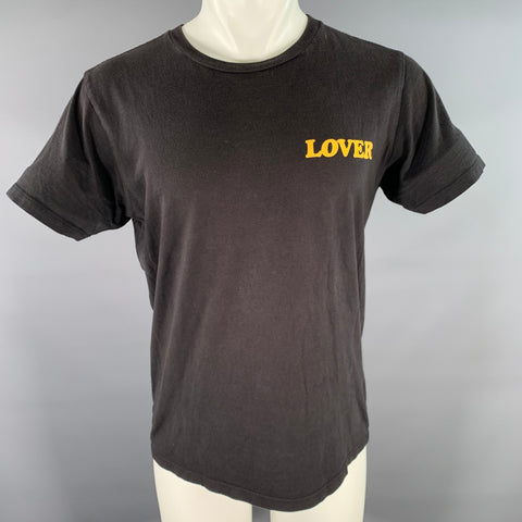T-shirt col rond BIANCA CHANDON en coton noir à motif, taille M