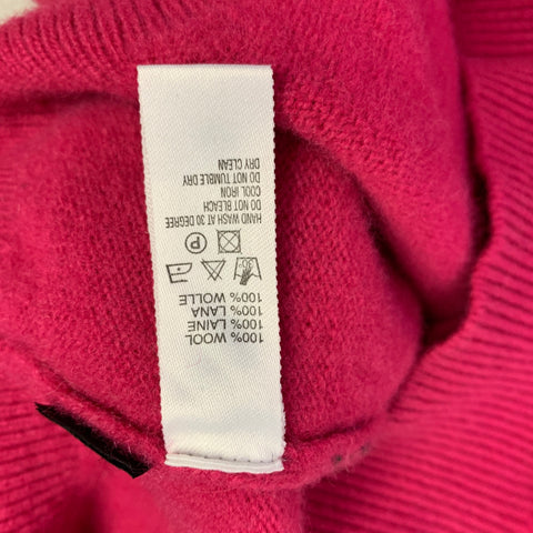 PAUL SMITH JEANS Size XL Pink Fuchsia Applique Wool Crew-Neck Sweater