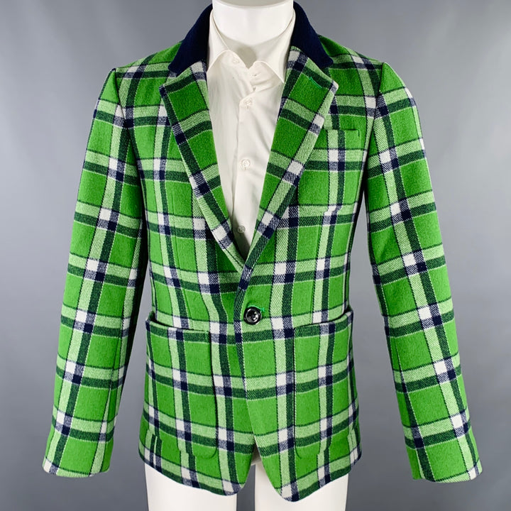 MARC by MARC JACOBS Size S Green Navy Plaid Wool Blend Sport Coat