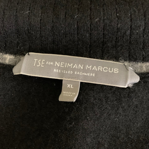 NIEMAN MARCUS Size XL Black Knitted Cashmere Zip Up Jacket