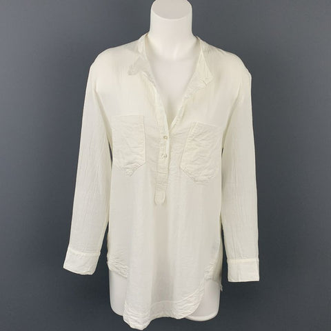 RAQUEL ALLEGRA Taille M Blouse en coton texturé blanc / rayonne