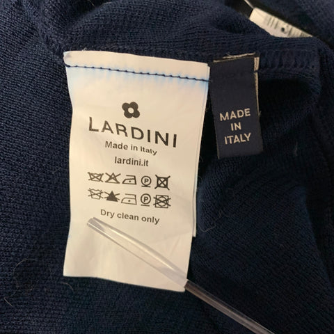 LARDINI Chest Size 44 Navy Heather Cotton Notch Lapel Sport Coat