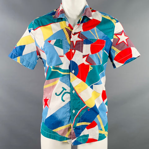 J.CREW Size S Multi Color Cotton Nautical Two Pockets Short Sleeve Shirt