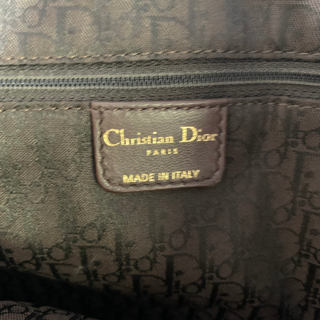 DIOR Brown Yellow Pleated Lambskin Leather Bags
