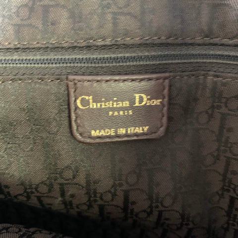 DIOR Brown Yellow Pleated Lambskin Leather Bags