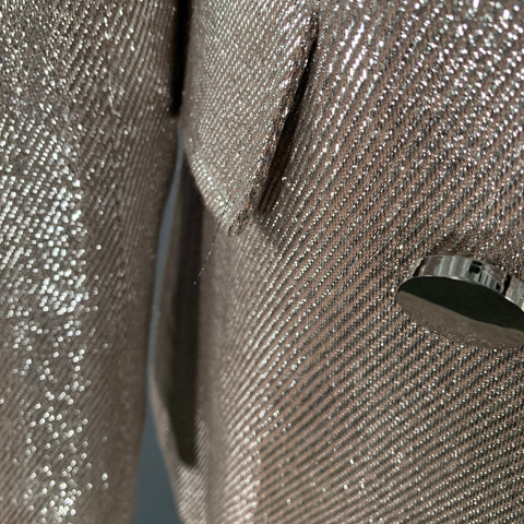 TOCCIN(NY) Size 4 Rose Silver Metallic Twill Double Breasted Jacket Blazer