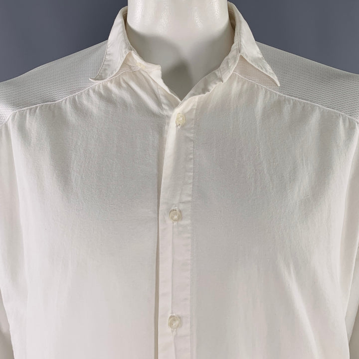D.GNAK by KANG D. One Size White Mixed Fabrics Oversized Long Sleeve Shirt