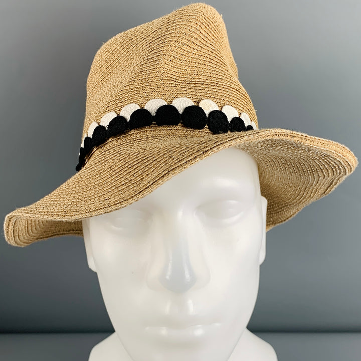 EUGENIA KIM Sombrero de algodón de papel Toyo tejido natural beige
