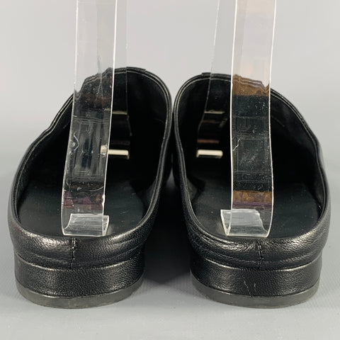 VINCE Size 8.5 Black Leather Stripe Slip On Mules Sandals
