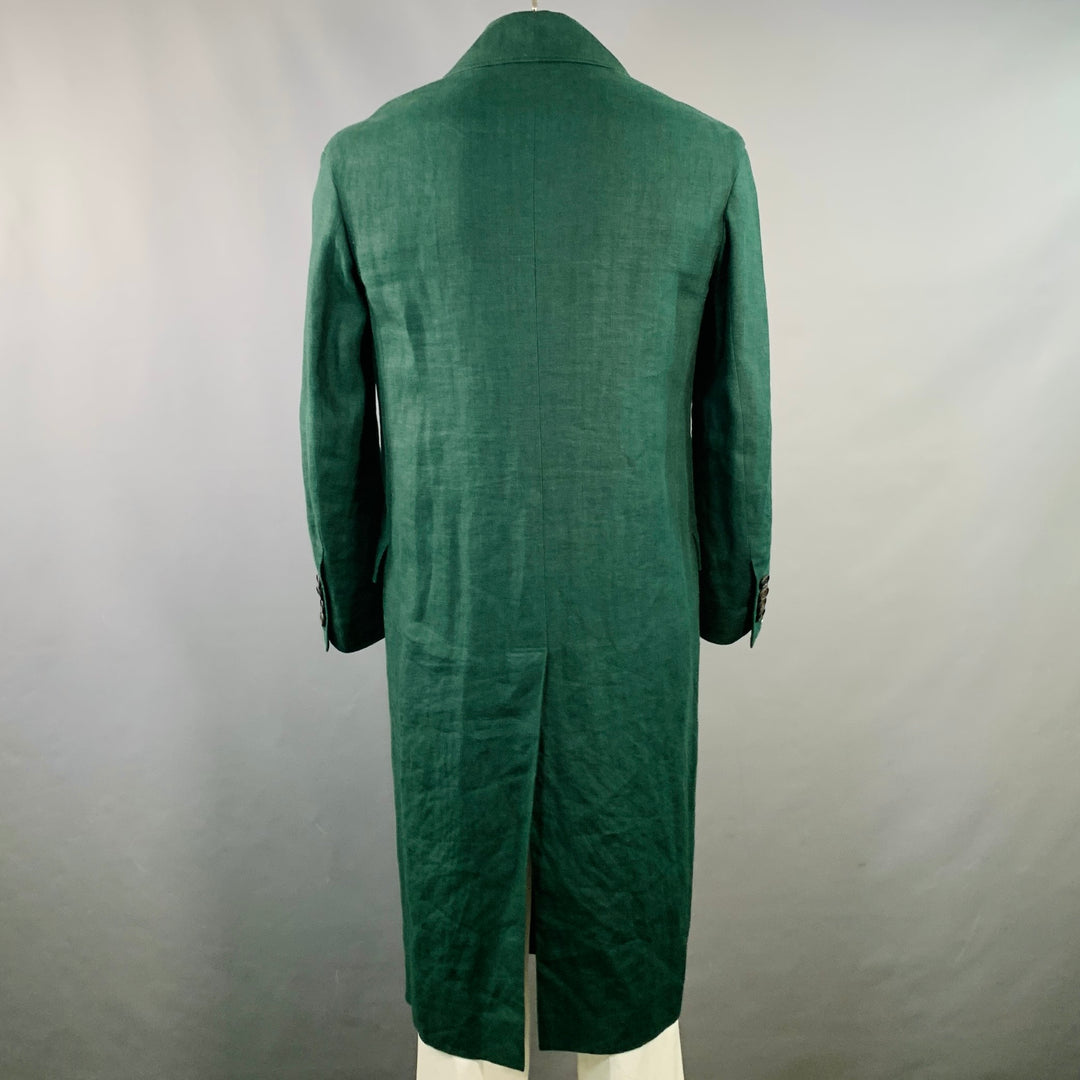 BURBERRY PRORSUM SS15 Size 44 Green Linen Double Breasted Coat