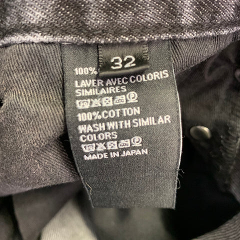 CELINE SS22 Size 32 Elephant Hedi Slimane Grey Cotton Wide Leg Raw Edge Jeans