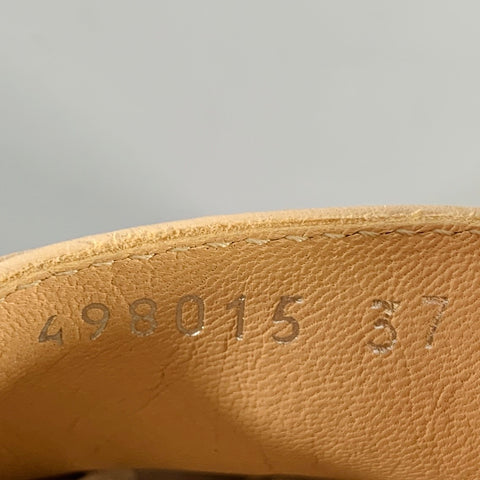 BALDININI Size 7 Beige Leather Cap Toe Lace-Up Shoes