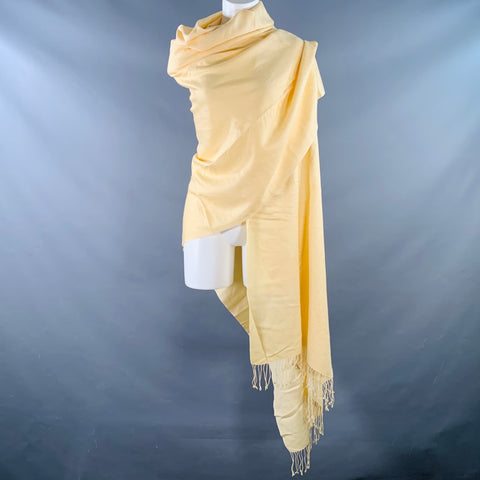 VINTAGE Yellow Fringe Scarf Shawl