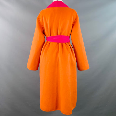 ALICE + OLIVIA Size XS Orange Pink Polyester Wool Reversible Belted Coat