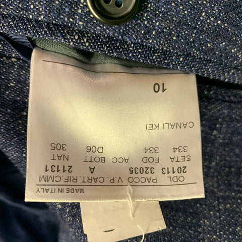 CANALI Size 42 Navy White Wool Cotton Linen Sport Coat