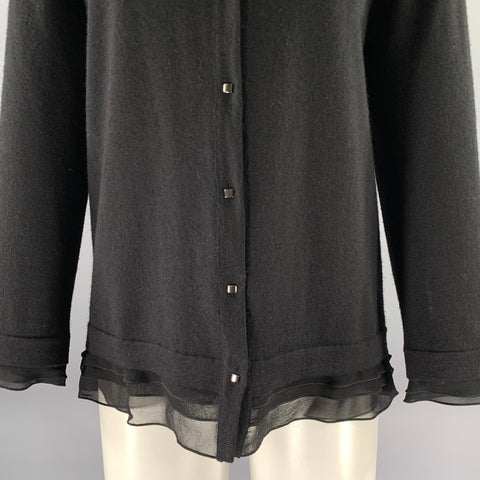 ESCADA Size L Black Wool Silk Cardigan