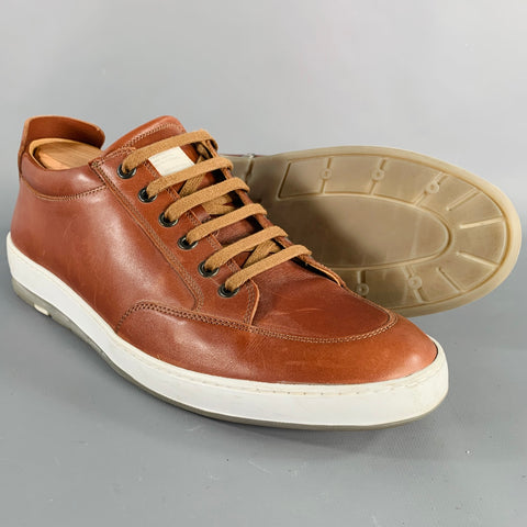 HESCHUNG Size 9 Brown Leather Low Top Sneakers