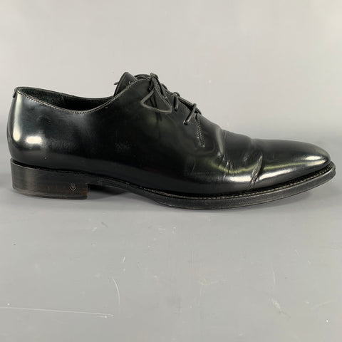 JOHN VARVATOS Size 11 Black Patent Leather Derby Lace Up Shoes