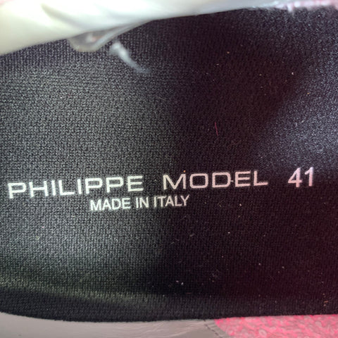 PHILIPPE MODEL Size 8 Pink White Mixed Materials Leather Lace Up Sneakers