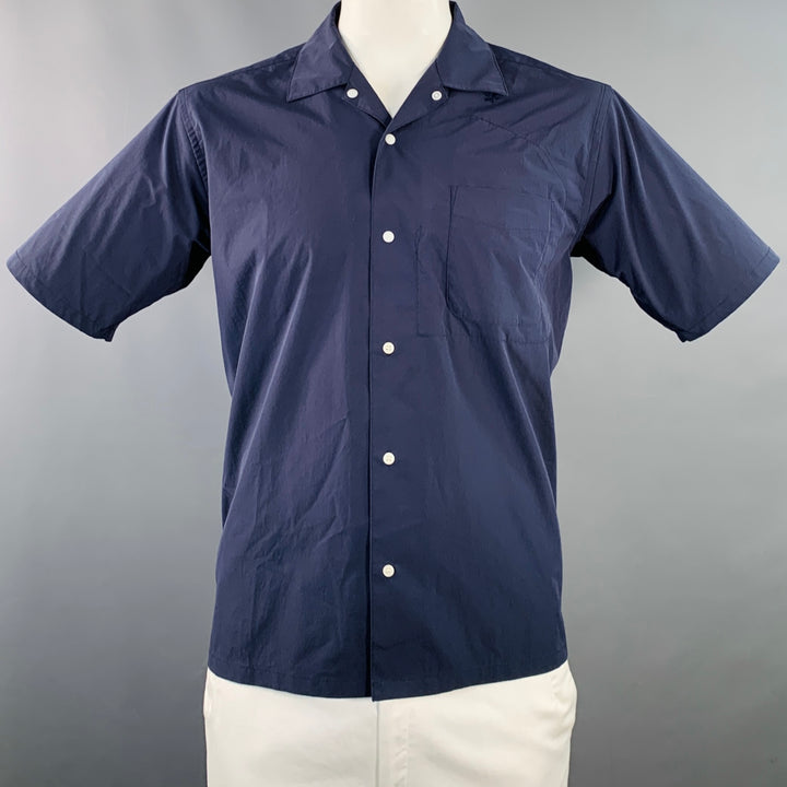 GOLDWIN Size L Navy Polyester One Pocket Snaps Short Sleeve Shirt