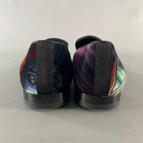 PAUL SMITH Size 10 Purple Multi-Color Print Velvet Slip On Loafers