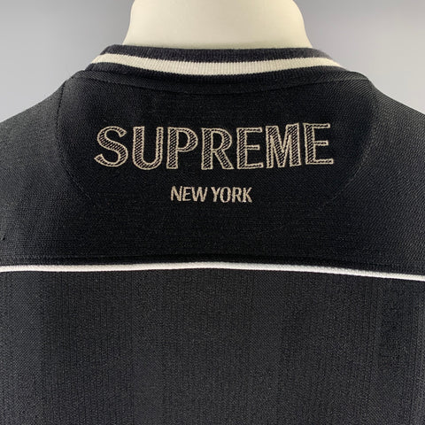 SUPREME Size L Black Silver White Logo Polyester Jersey T-shirt