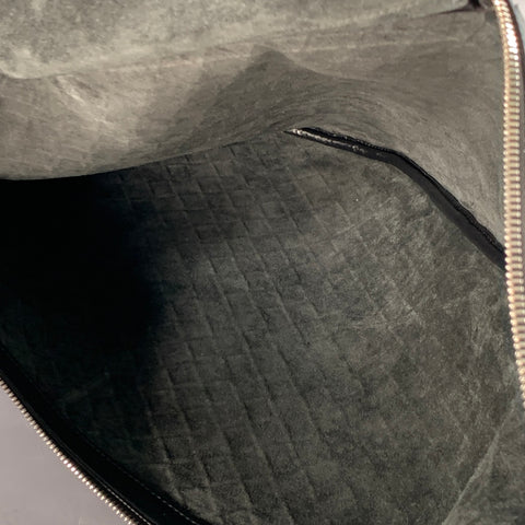 BOTTEGA VENETA Size L Virgule Black Woven Intrecchiato Leather Saddle Bag
