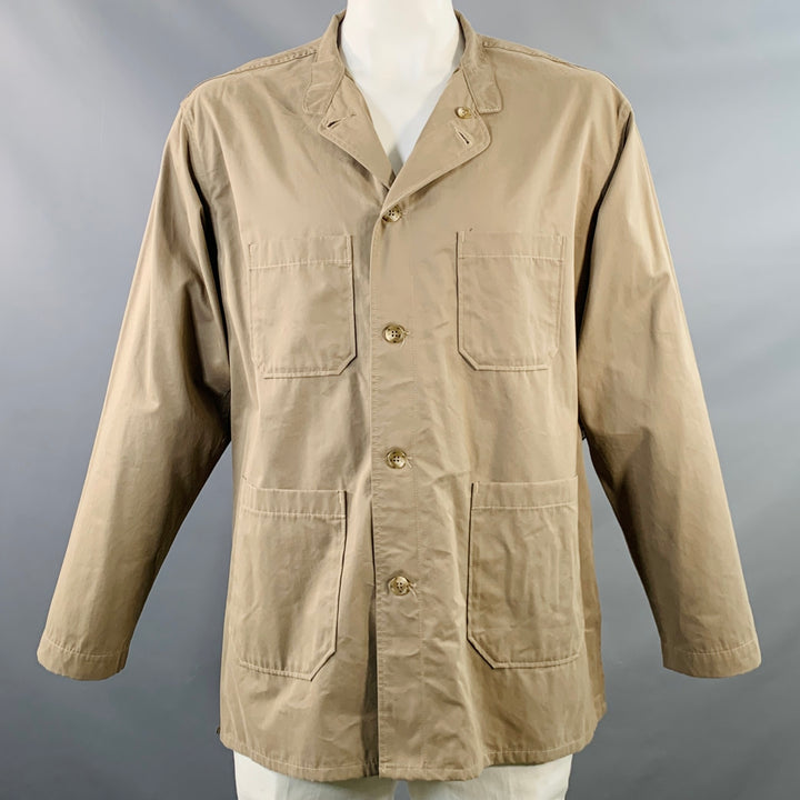 ENGINEERED GARMENTS Size L Khaki Polyester Blend Moleskin Patch Pockets Jacket