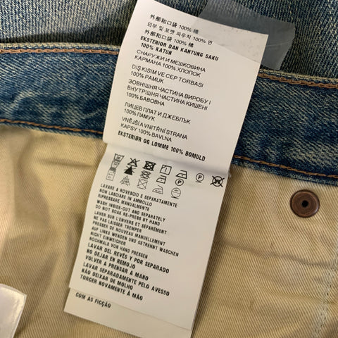 PRADA Size 36 Blue Indigo Distressed Selvedge Denim Button Fly Jeans