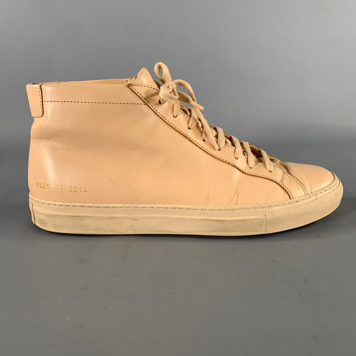 COMMON PROJECTS Size 8 Peach Leather High Top Sneakers