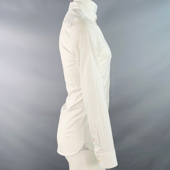 TED BAKER Size XS Brixton White Cotton Blend One Pocket Long Sleeve Shirt