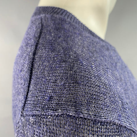 VINCE Size M Blue Heather Knit Linen Crew Neck Pullover