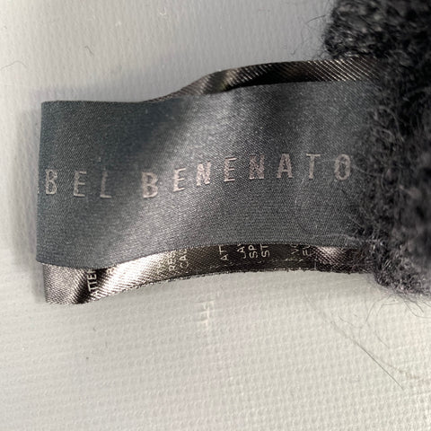 ISABEL BENENATO Black Knit Leather Gloves