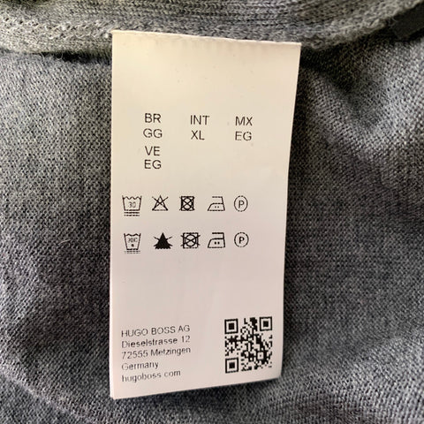 HUGO BOSS Size XL Grey Knitted Wool Crew-Neck Pullover