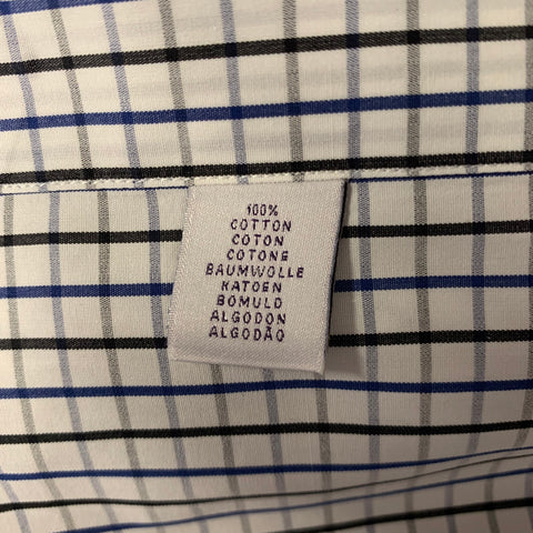 RALPH LAUREN Size XL White Black Blue Check Cotton Long Sleeve Shirt