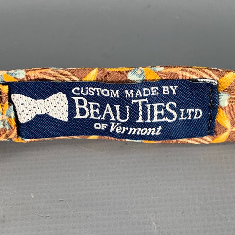 BEAU TIES LTD. Brown Gold Abstract Floral Bow Tie