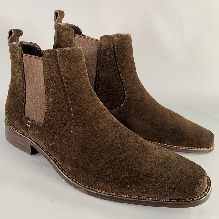 CALVIN KLEIN Size 9.5 -Miller- Brown Suede Pull On Chelsea Boots