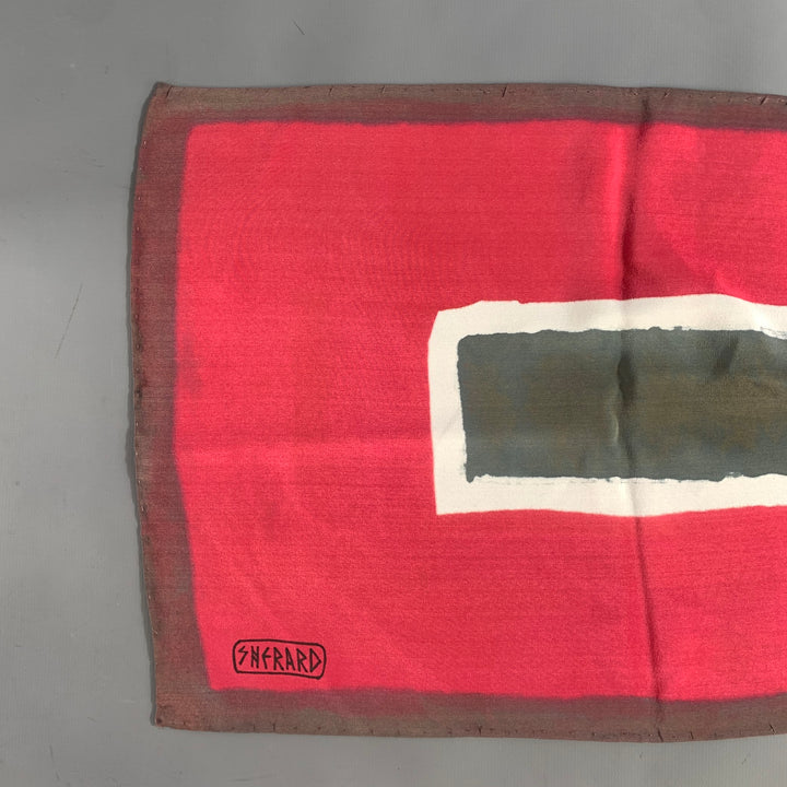 SHERARD Red Grey & White Color Block Scarves