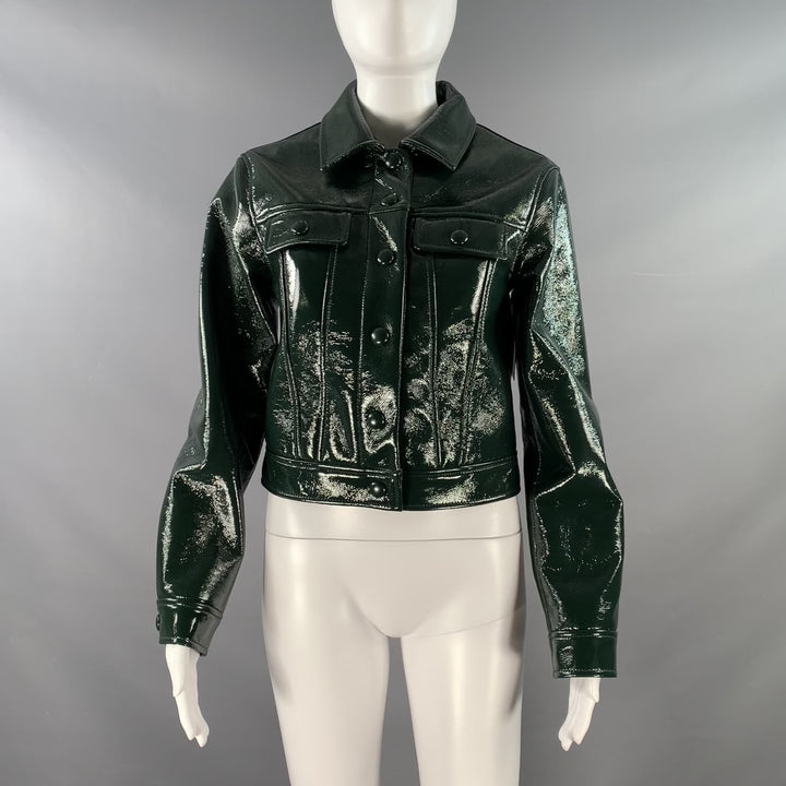 PROENZA SCHOULER Size 2 Green Polyurethane Cropped Vinyl Jacket